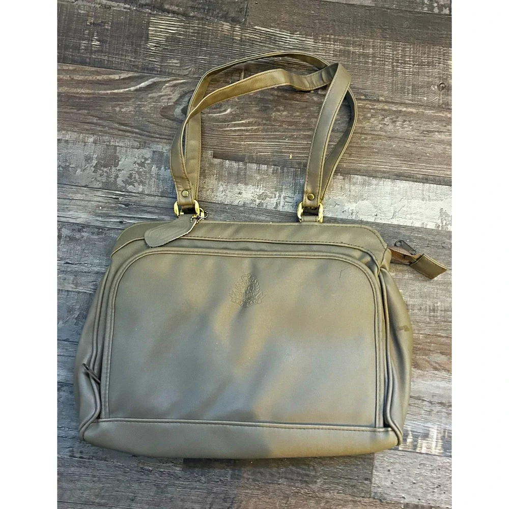 Samsonite Vintage 1970s Tan-Sac Beige Vinyl Lightweight Travel Bag